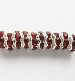 Rondelle Spacer 6mm Silver/Dark Red